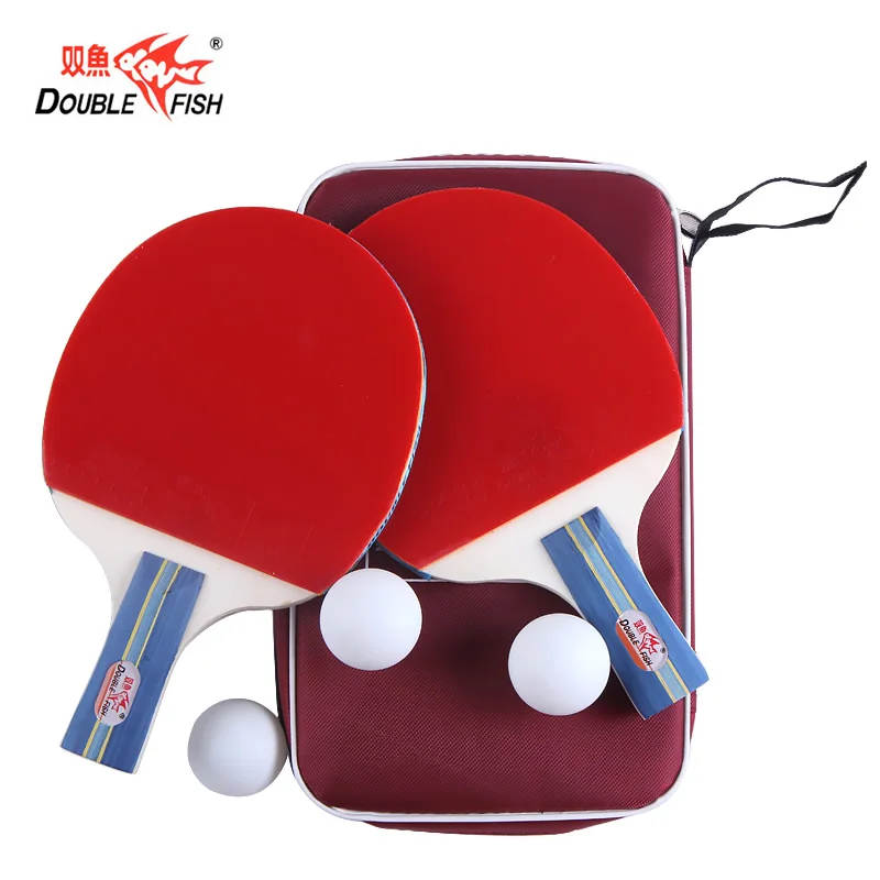 Double fish 226A table tennis wood rackets racquet bat with 2rackets and 3balls fast attack loop