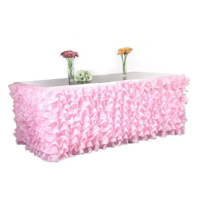 Hobbyлейн ручная работа, розовая волнистая Тюлевая юбка для стола для свадьбы, свадебные вечерние украшения стола, украшение для дома, 275*80 см, розовый цвет - Цвет: Pink