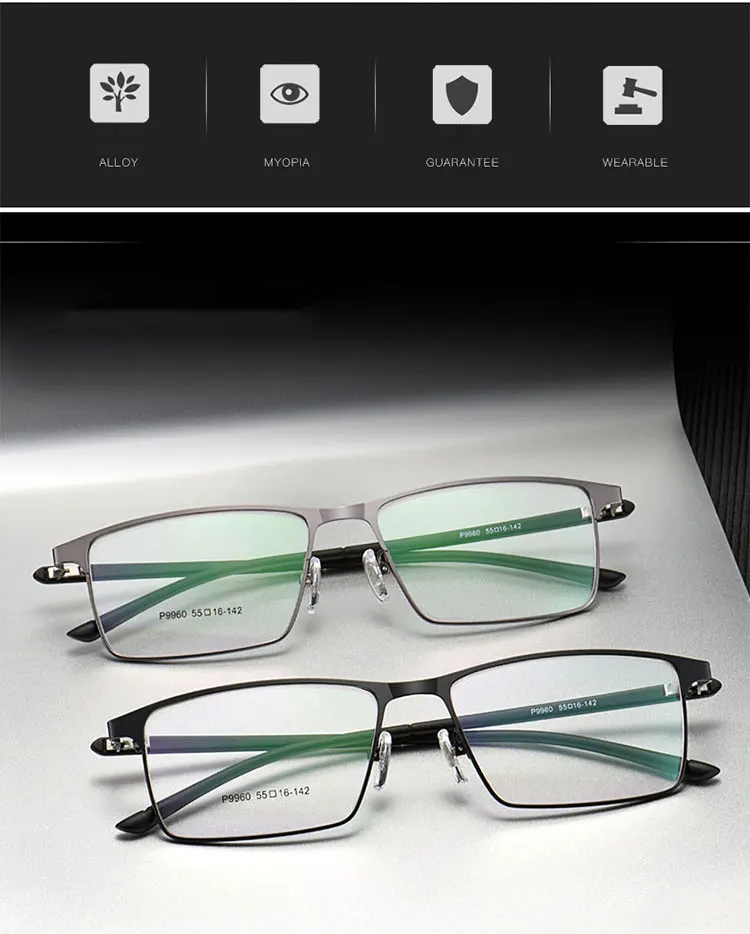 P9960 мужской титановый сплав оправа для очков для мужчин очки IP гальванический сплав Материал, полный обод и половина обода