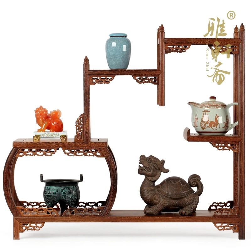 Gabinete de curiosidades estante de caoba marco de madera adornos