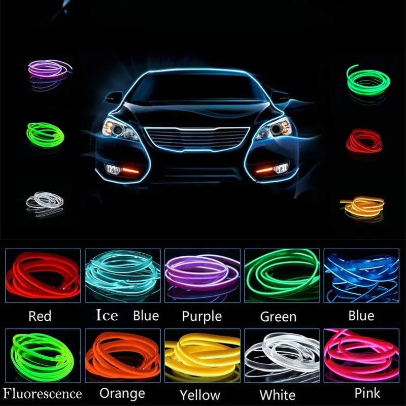 Car Styling Car EL Wrie Cigarette Lighter Socket Plug Neon Light Car
