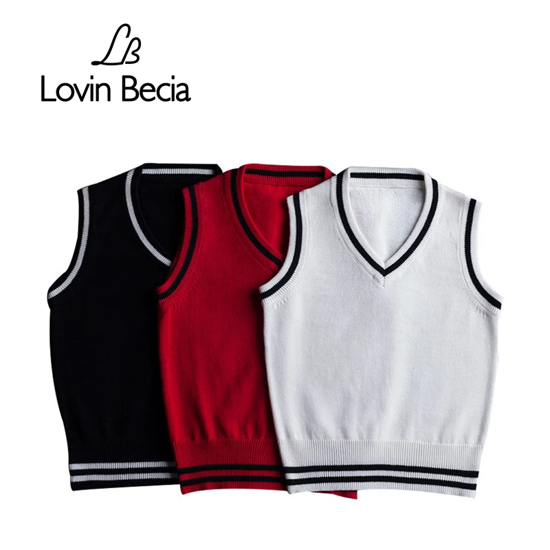 LovinBecia Fashion style Kids boys pullover knitted vest coat Boys Crochet Cotton vest Children top quality sleeveless sweaters