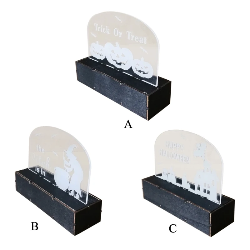 Хэллоуин деревянный Лазерный Гравировальный светодиодный светильник декоративные украшения для декорация дом с привидениями реквизит подарки