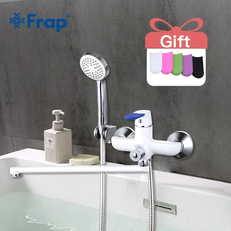 

Frap 1set Modern Style Bathtub Faucet Wall Mounted bathroom shower faucets set Cold and Hot Water Mixer Tap 35cm Long Nose F2234