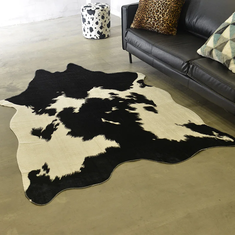 Черный белый ковер из коровы большой ковер для гостиной tapetes para sala de estar ковер из искусственного меха модный alfombra