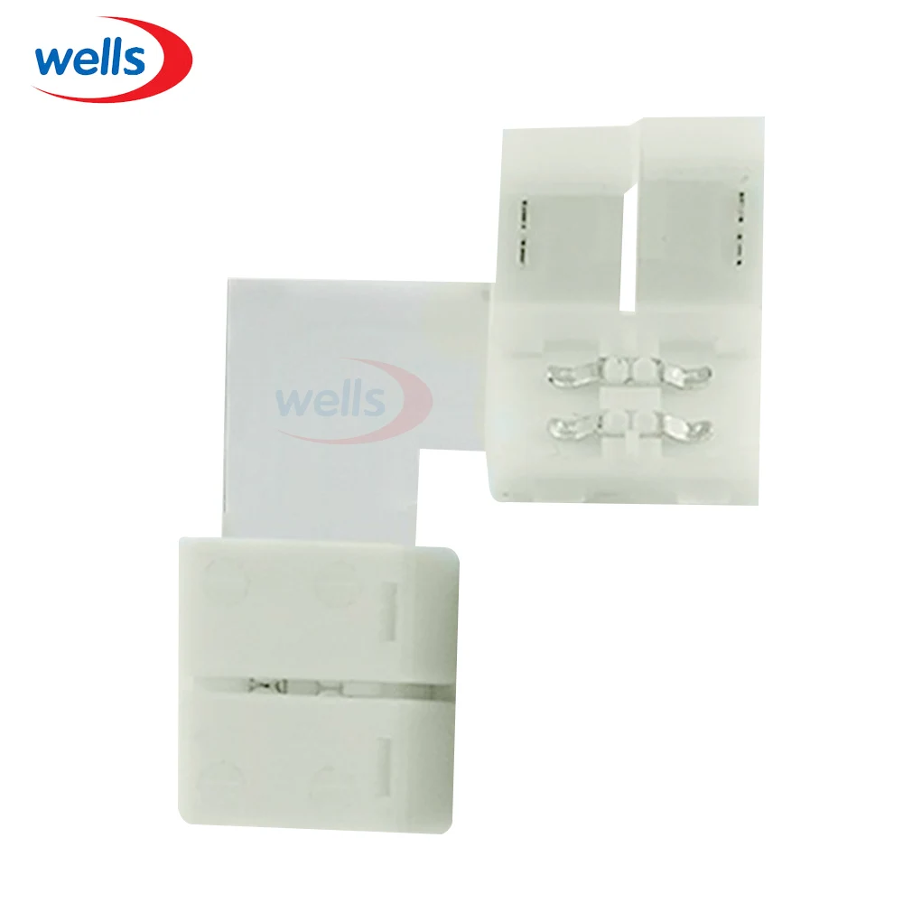 

10mm width 2Pin "L" type solderless connector for 5050 single color led rgb strip