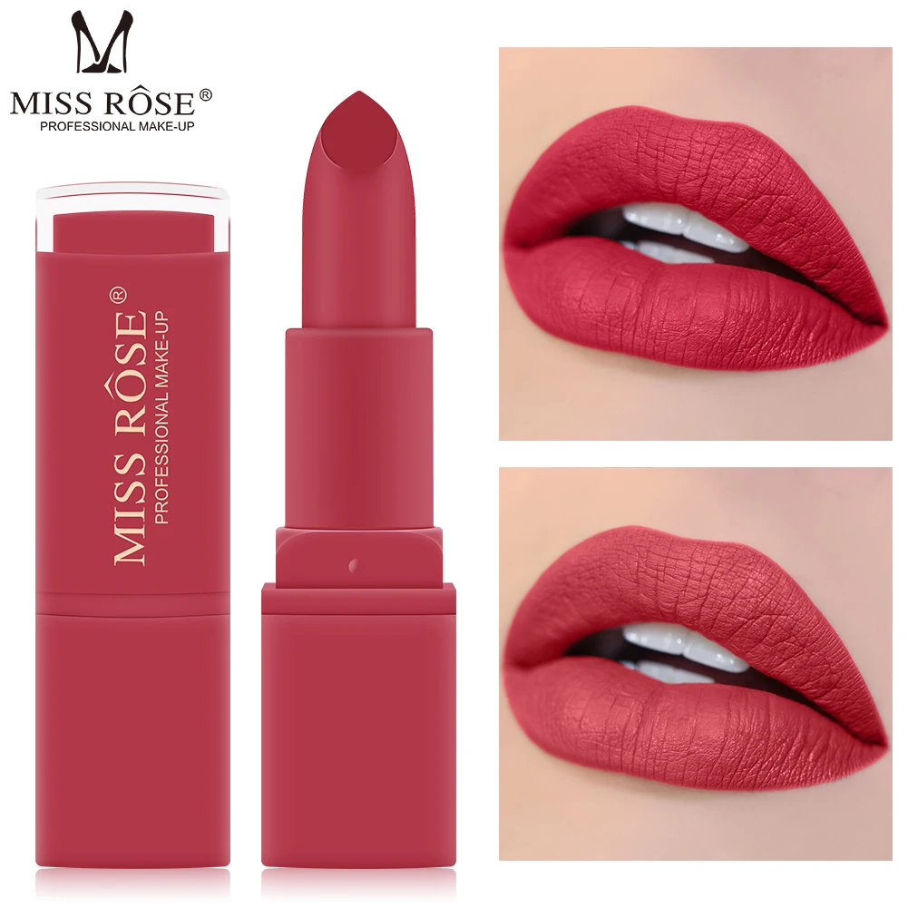 

MISS ROSE 12 Colors Lipstick Matte Makeup Long Lasting Waterproof Easy to Wear Lips Make up Cosmetic Tool TSLM1