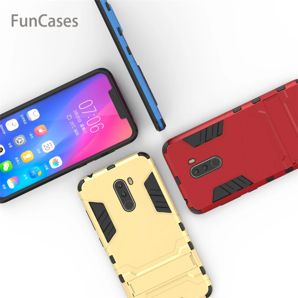 Чехол для Xiaomi PocoPhone F1 роскошный чехол подставка с Железным человеком твердый