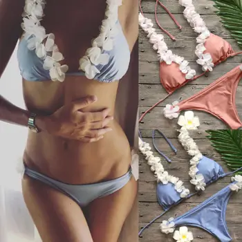 

Sexy Women's Flower Bikini Padded Push-Up Bra Bandage Swimsuit Beachwear Swimwear Bathing