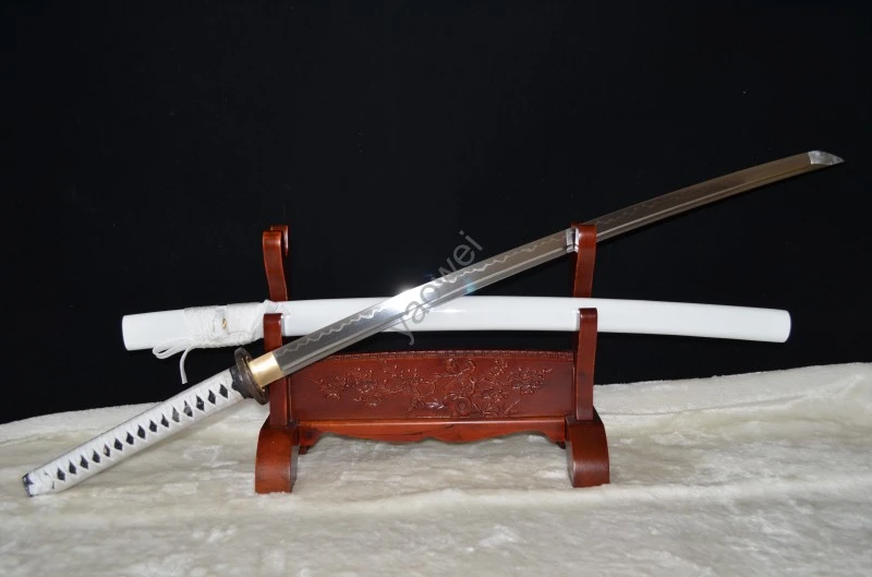 Hand Forged 1095 Carbon Steel Clay Tempered Japanese Katana Samurai Sword Full Tang Bamboo Tsuba Fuctional White Saya Saya Saya Swordsaya Katana Aliexpress