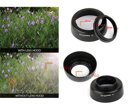 

Camera Detachable ES-62 ES62 Lens Hood for T2i T3i 500d 550d 600d 650d 700d 100d 1200d 60d 70d with EF 50 1.8 II Lens