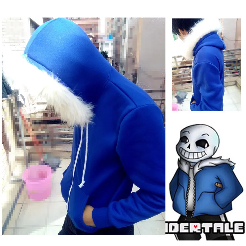 Men Women Cosplay Blue Hooded Jacket New Costume Sweatshirt Coat Hot Game Undertale Sans Cosplay Blue Hoodie Sportswear Top