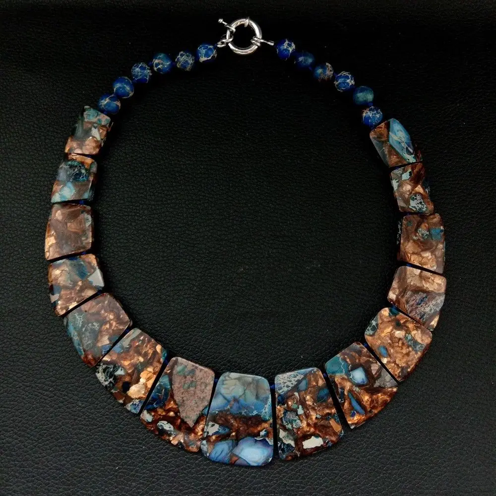 

19'' Mixed Color Sea Sediment Imperial StoneGraduated Necklace