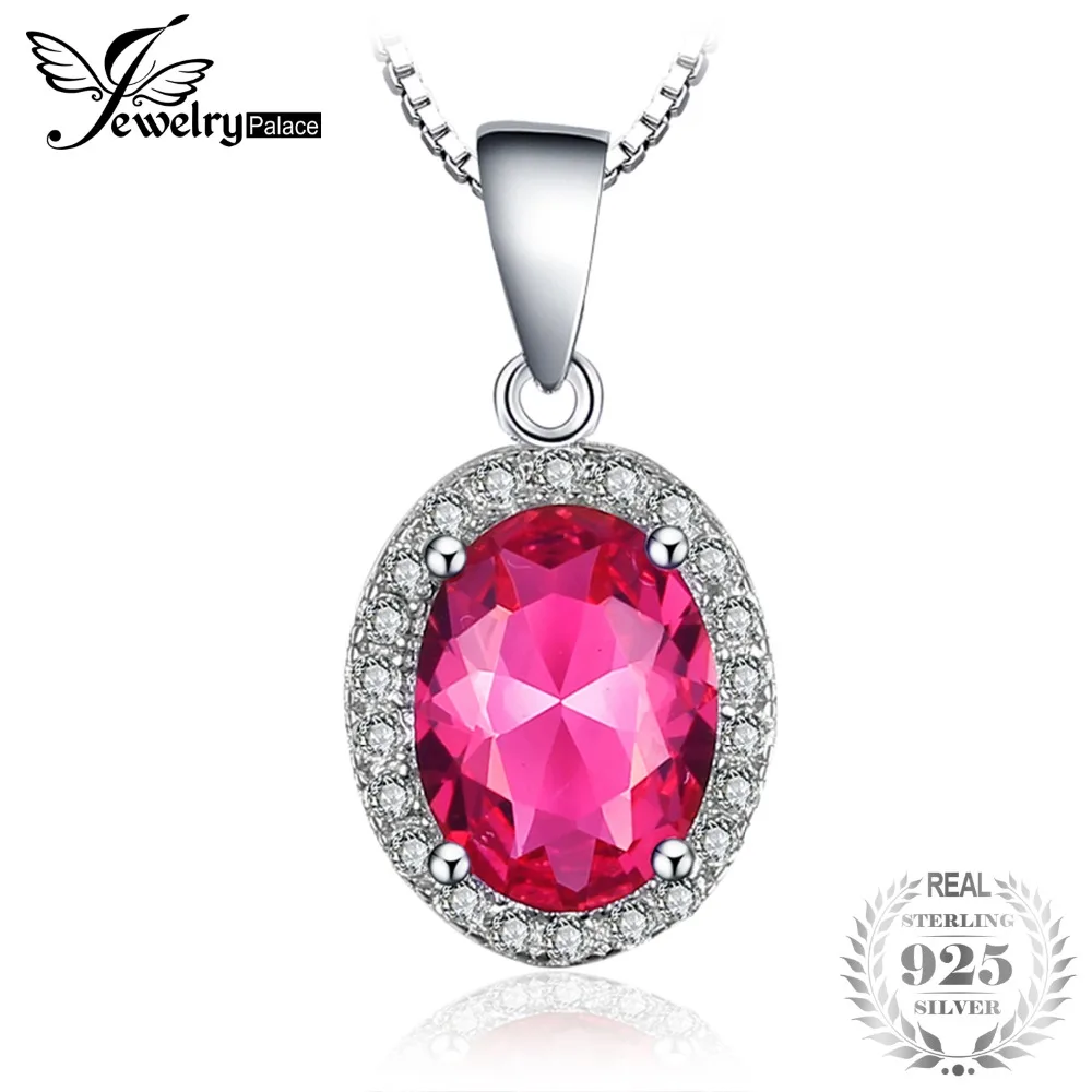 JewelryPalace Pink Created Sapphires Pendants 925 Sterling Silver