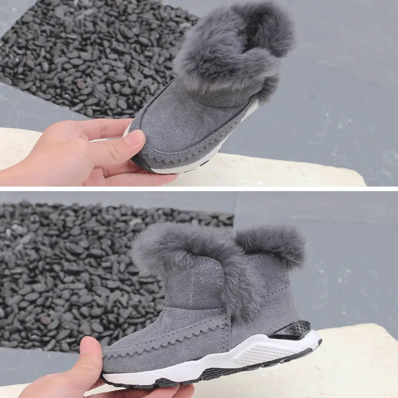 Детские зимние ботинки; обувь для маленьких девочек; теплая зимняя обувь из натуральной кожи с плюшем; детская зимняя обувь; нескользящие детские ботинки