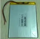 

Free shipping 1pcs 3875100 3200mAh 3.7 polymer lithium rechargeable battery li-po for Tablet MP5 power bank recorder
