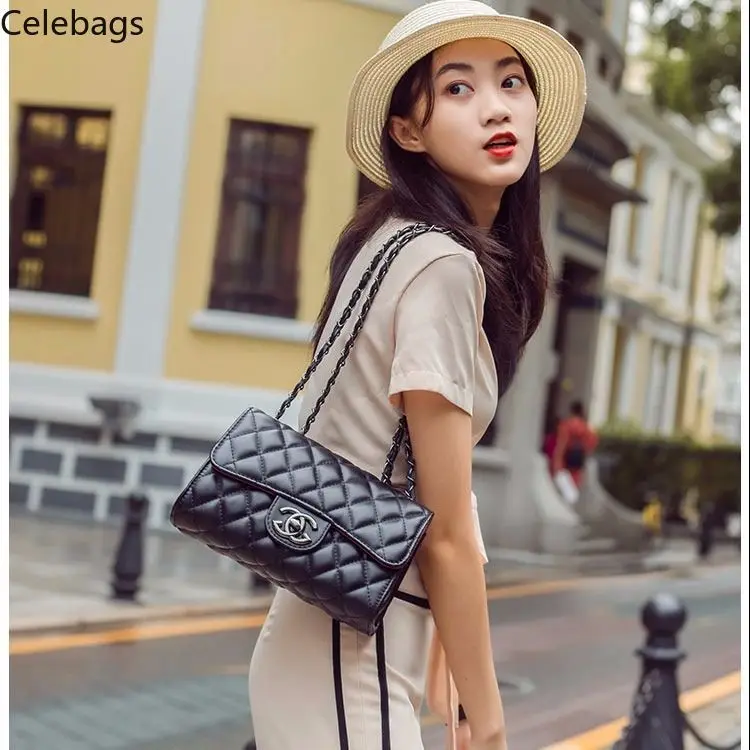 De las mujeres de la moda celosía hombro bolsas Messenger de la marca de lujo de los canales de las mujeres monederos y bolsos canal bolsos bandolera bolsas