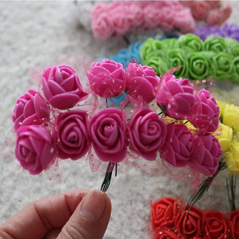 144 шт 2 см мини-поролоновая роза искусственный цветок Букет Многоцветный DIY свадебный цветок Украшение скрапбукинг искусственный цветок Роза