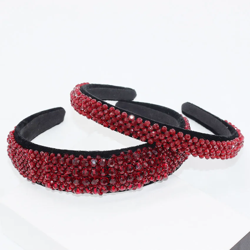 

Fashion simple wine red rice beads woven handmade size headband wild headband dance party travel show hair accessories 947