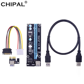 

CHIPAL 10PCS 0.6M PCI-E Riser Card PCIE 1X to 16X Extender with USB 3.0 Cable + SATA to 4Pin Molex Power Cord For Bitcoin Miner