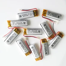 10 pcs 3.7V 220mAh 601235 LiPo lithium li ion Polymer Rechargeable Battery For Mp3 MP4 MP5 GPS PSP vedio Game part bluetooth