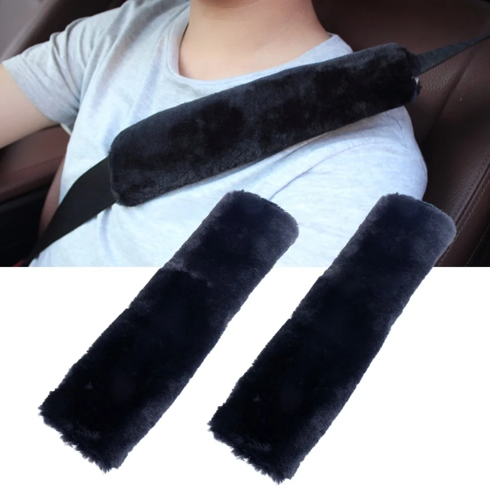 Pair Of Plush Car Seat Belt Cover Shoulder Cushion Seat Belt Pad Providing Comfortable Driving