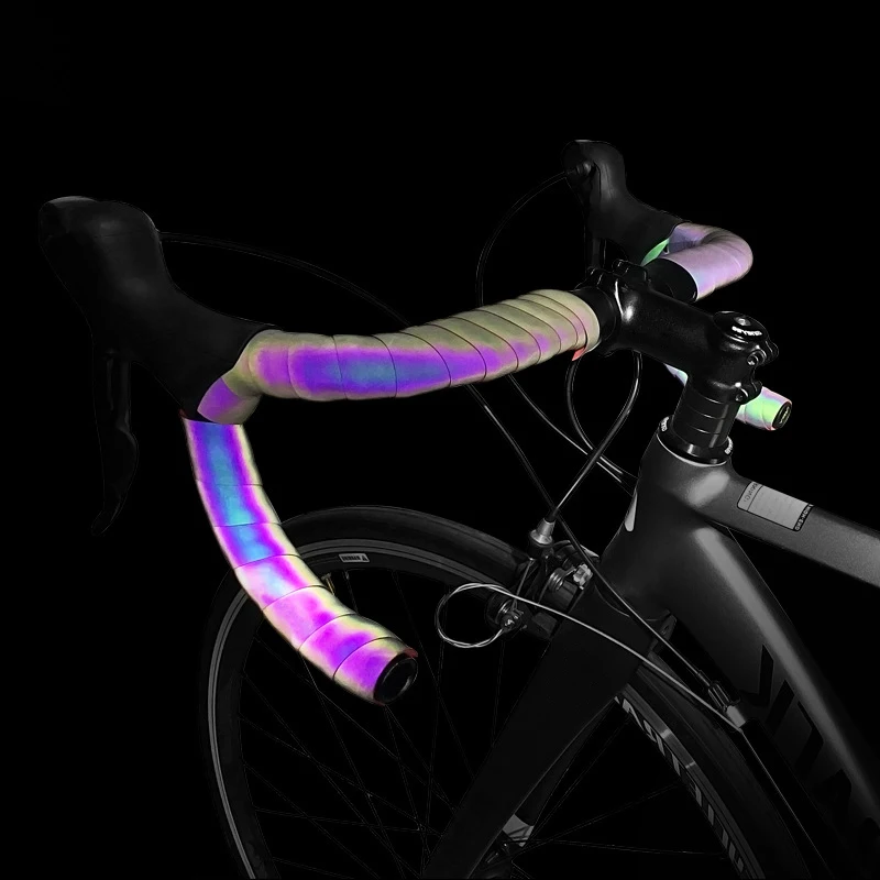 

AGEKUSL Reflective Bicycle Handlebar Tape Safety Night Cycling Road Bike Bar Tape Shockproof Anti-slip PU Leather Wrap Accessory