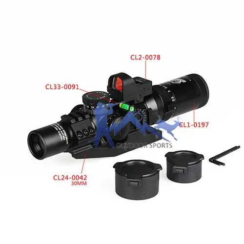 Canis Latrans 1 4x24 IRF прицел + 2MOA 1X мини красный точечный пузырьковый уровень 30 мм двойное