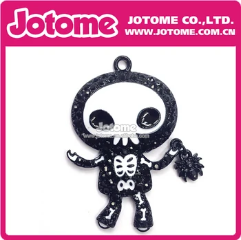 

48mm Cheap New Halloween Skull Enamel and Rhinestone Crystal Charm Pendant