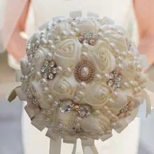 Потрясающие Свадебные цветы белые свадебные букеты искусственная Роза Букет Ramos de Novia Artificiales