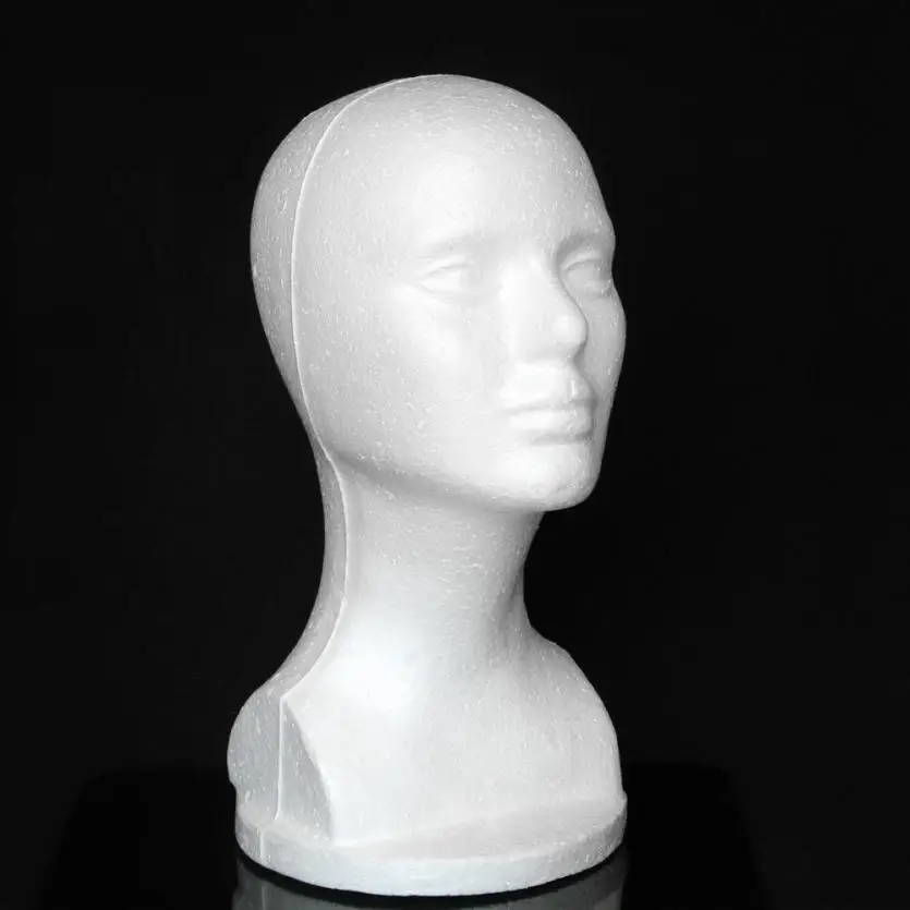 Weibliche Kopfmodell Perücke Haar Brille Hat Display Styropor Schaum Mannequin 