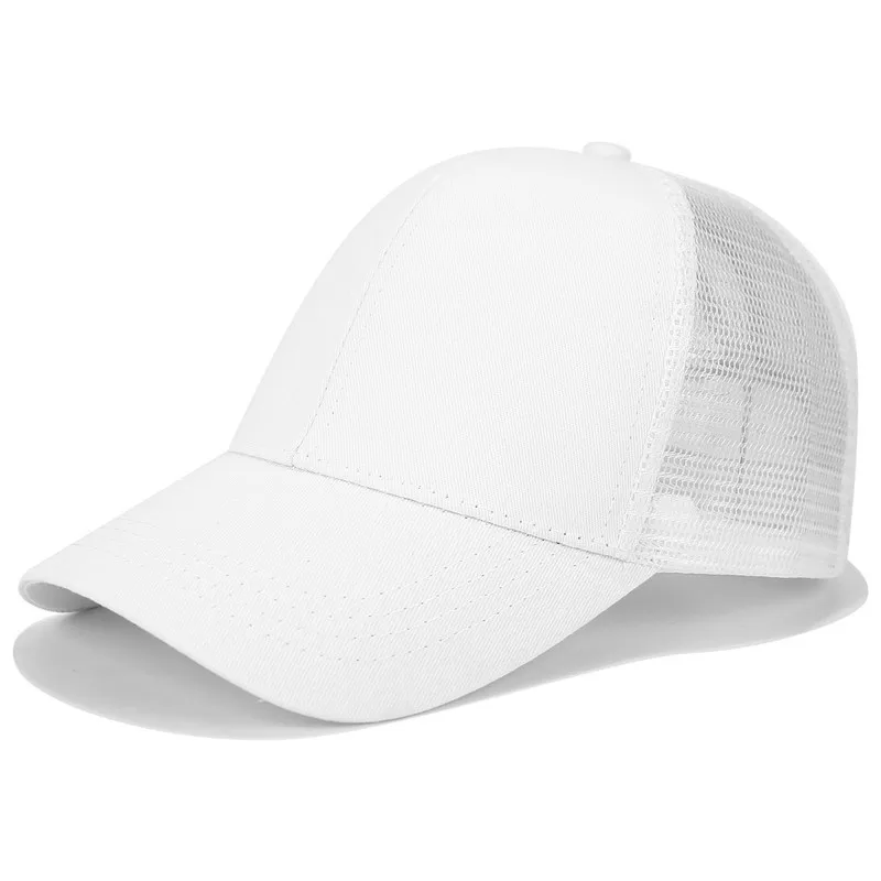 Кепка женская блеск конский хвост бейсбольная Кепка Snapback папа кепка-бейсболка Кепка s Женская грязная булочка летняя сетчатая шляпа Женская регулируемая хип-хоп шляпы - Цвет: Plain White