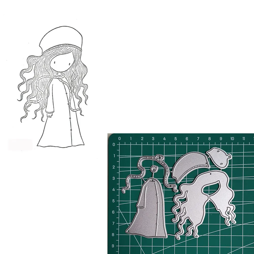 

Metal Cutting Dies doll little Girl Long Hair 2019 Scrapbooking Craft Dies Cut Stamps Embossing Stencils Invitation Card Making