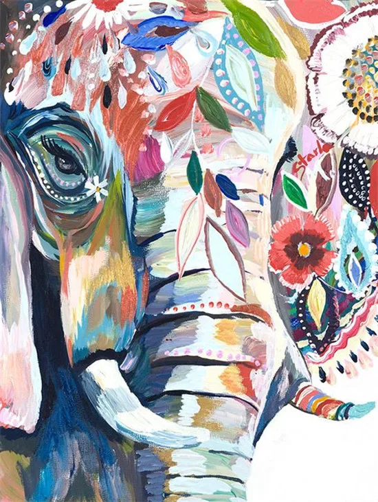 HUACAN-Diamant-Schilderen-Olifant-En-Paard-Volledige-Vierkante-Dier-ek-Borduurwerk