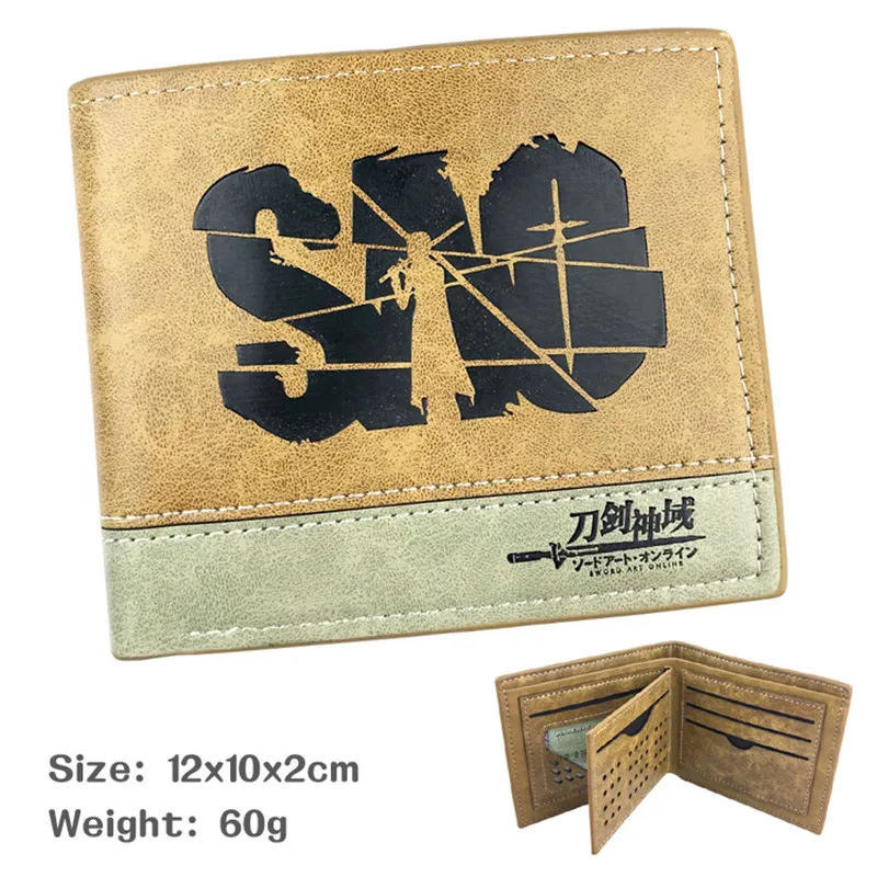 

Sword Art Online SAO Anime Cartoon Men Women Boys Girls Short Leather Bi Fold Wallet Purse Money Holder