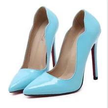 Ladies Sexy Red Bottom High Heels Fashion Leather Pointed Toe Stiletto Heel Women Pumps Neon Color Party Wedding Shoes Woman
