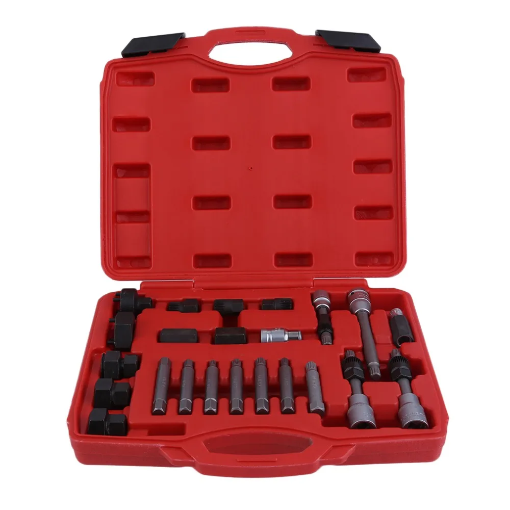 

24Pcs Automotive Cars Auto Alternator Pulley Wheel Remove Removal Kit Socket Bit Tool For Volkswagen For BMW For Audi