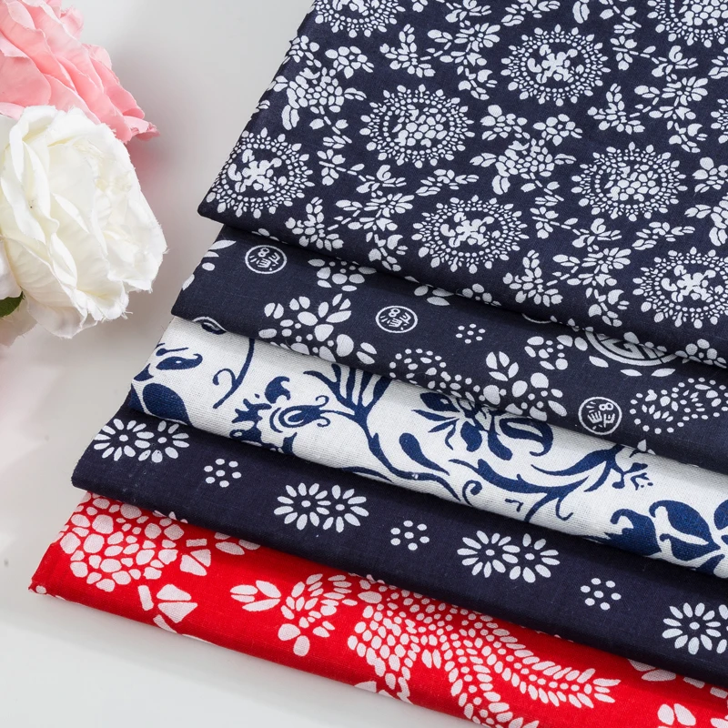 

Good quality 32S polyester Chinese printing Floral fabric for table cloth DIY pillow cover TJ6007