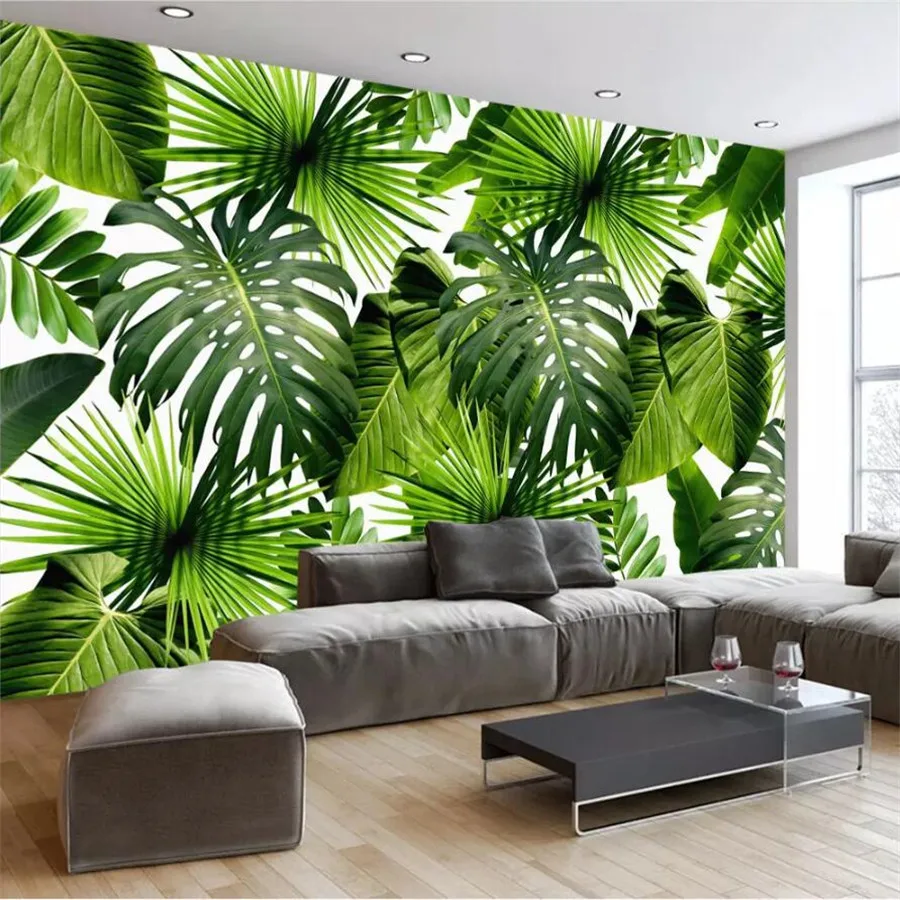 

beibehang Custom wallpaper large fresco 3d modern minimalist fresh rainforest plant banana leaf idyllic mural backdrop wallpaper