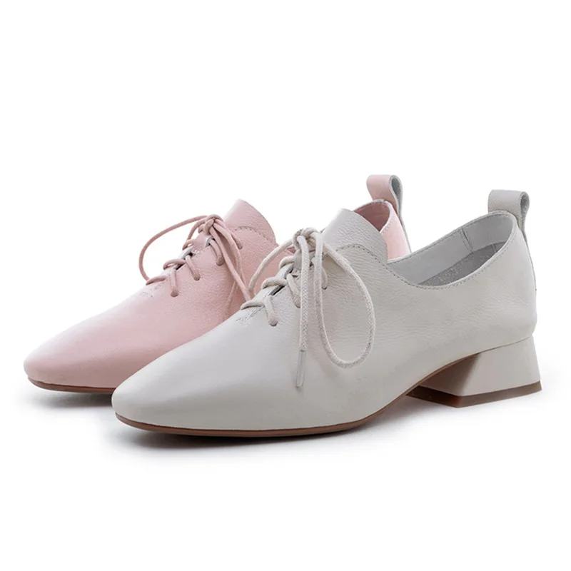 spring and autumn new leather women's shoes British style rough with small leather shoes wild casual shoes