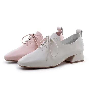 

2019 spring and autumn new leather women's shoes British style rough with small leather shoes wild casual shoes.
