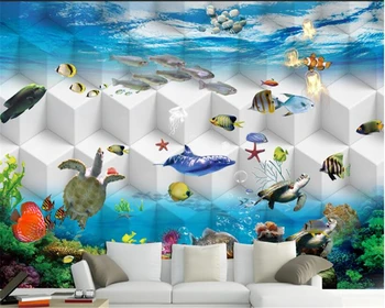 

beibehang Modern wallpaper decorative mural wall 3 d custom wallpaper bedroom underwater world wall paper for children room