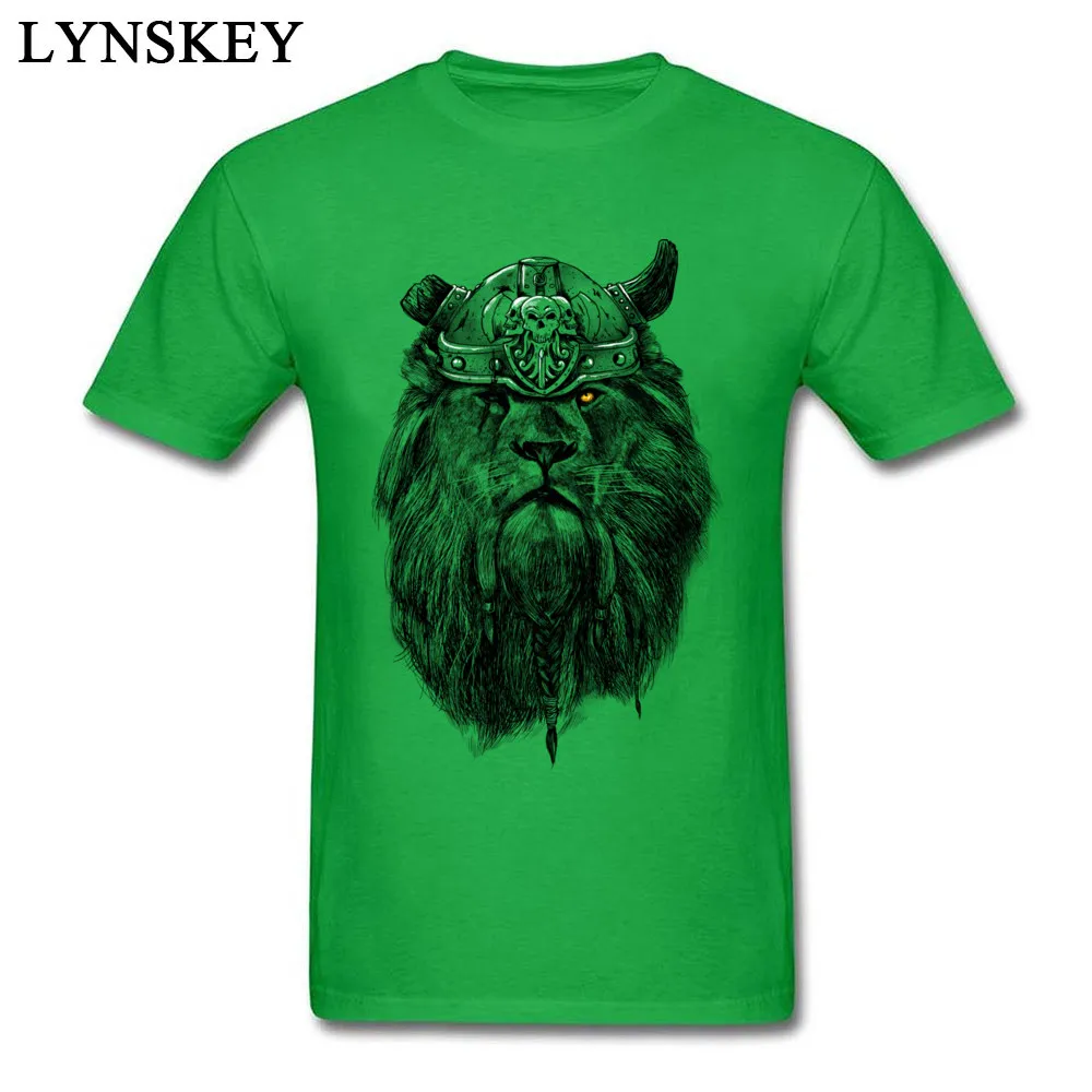 Cool Tops T Shirt for Men Funny Summer Autumn Crew Neck Cotton Fabric Short Sleeve T Shirts Printed 3D Printed Tee Shirts The eye of the Lion Viking green