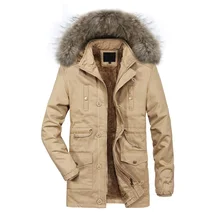 Зимние куртки с хлопковой подкладкой для мужчин с большим мехом и капюшоном, теплое стеганое флисовое пальто, модные мужские утепленные парки, верхняя одежда для мужчин, AU-131