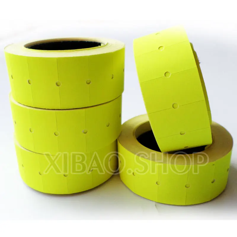 

10 Rolls of Yellow Price Gun Paper Tag Mark Sticker Supermarket Labels Self-adhesive For MX-5500 Gun Labeller,free shopping']
