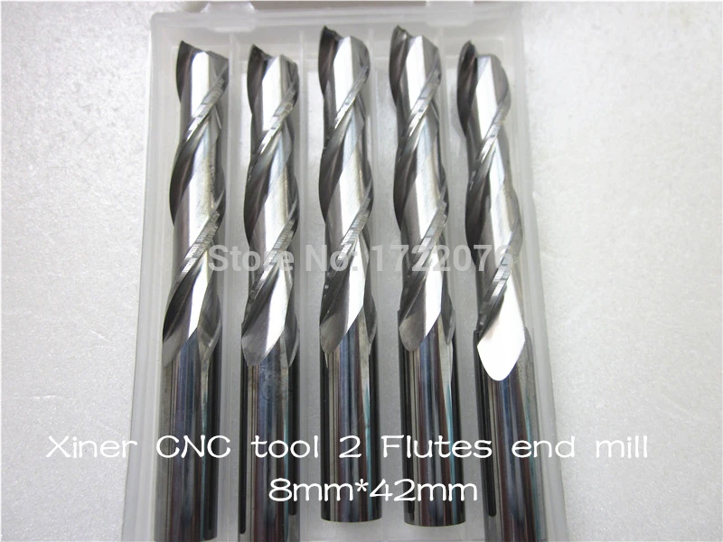 

8mm*42mm,5pcs,Freeshipping,CNC machine cutter,solid carbide end mill,acrylic milling cutter,2 flute mill,PVC,MDF,Acrylic,Wood