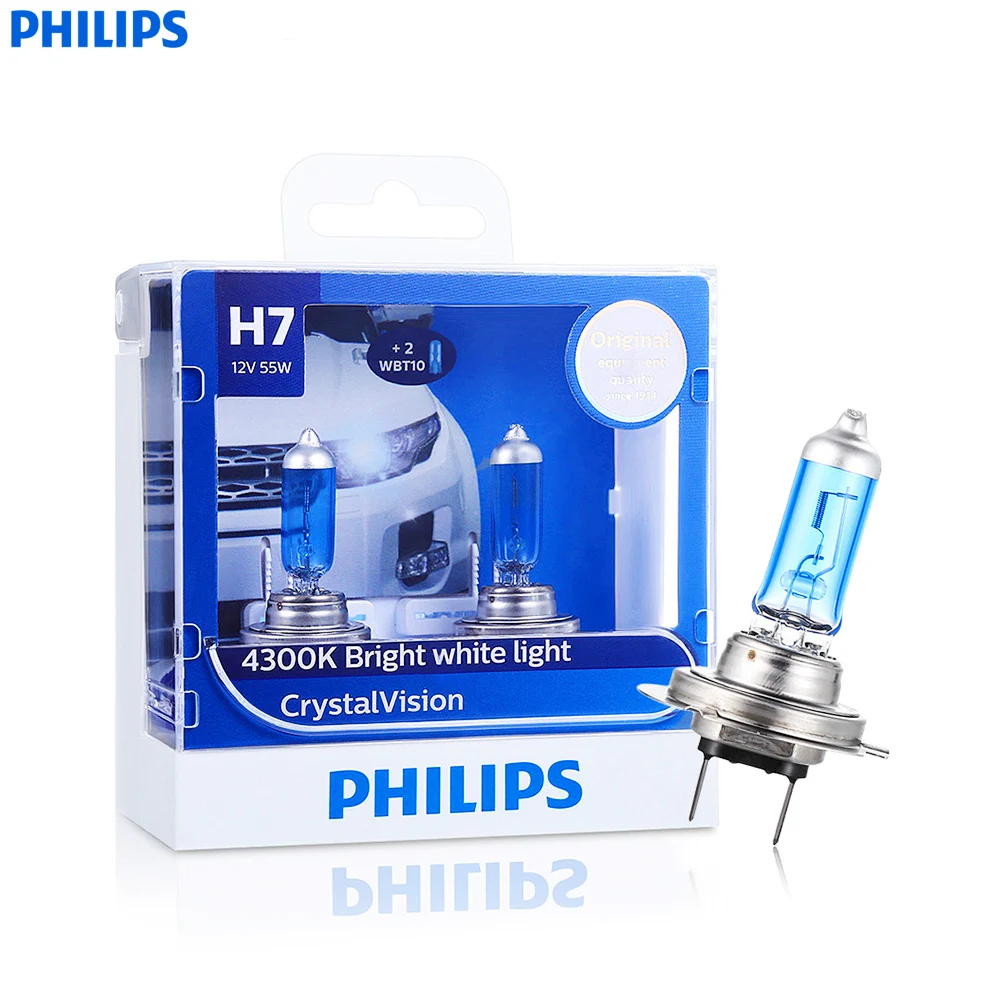 

Philips 12V 55W CrystalVision Halogen headlight 2pcs H1 H4 H7 H11 HB4/9006 4300K 1100LM/Each Auto Front Bulb Vehicle Foglight