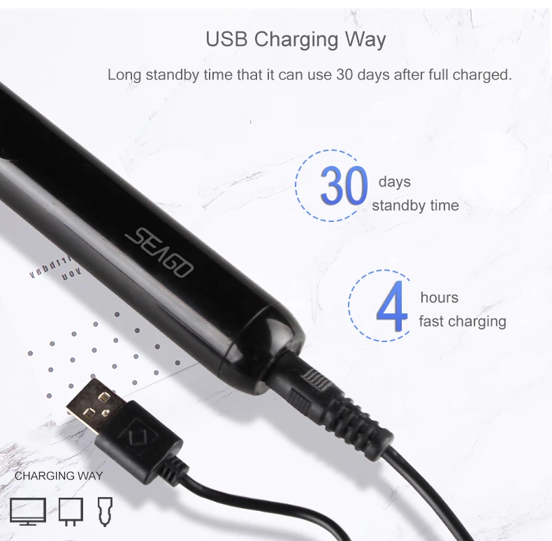 Escova de Dentes Escovas de Dentes Recarregável com 4 Elétrica Modos Limpeza Sonic Minutos Sincronismo Inteligente Carregamento Usb 2 21 2 minutos sincronismo inteligente carregamento usb