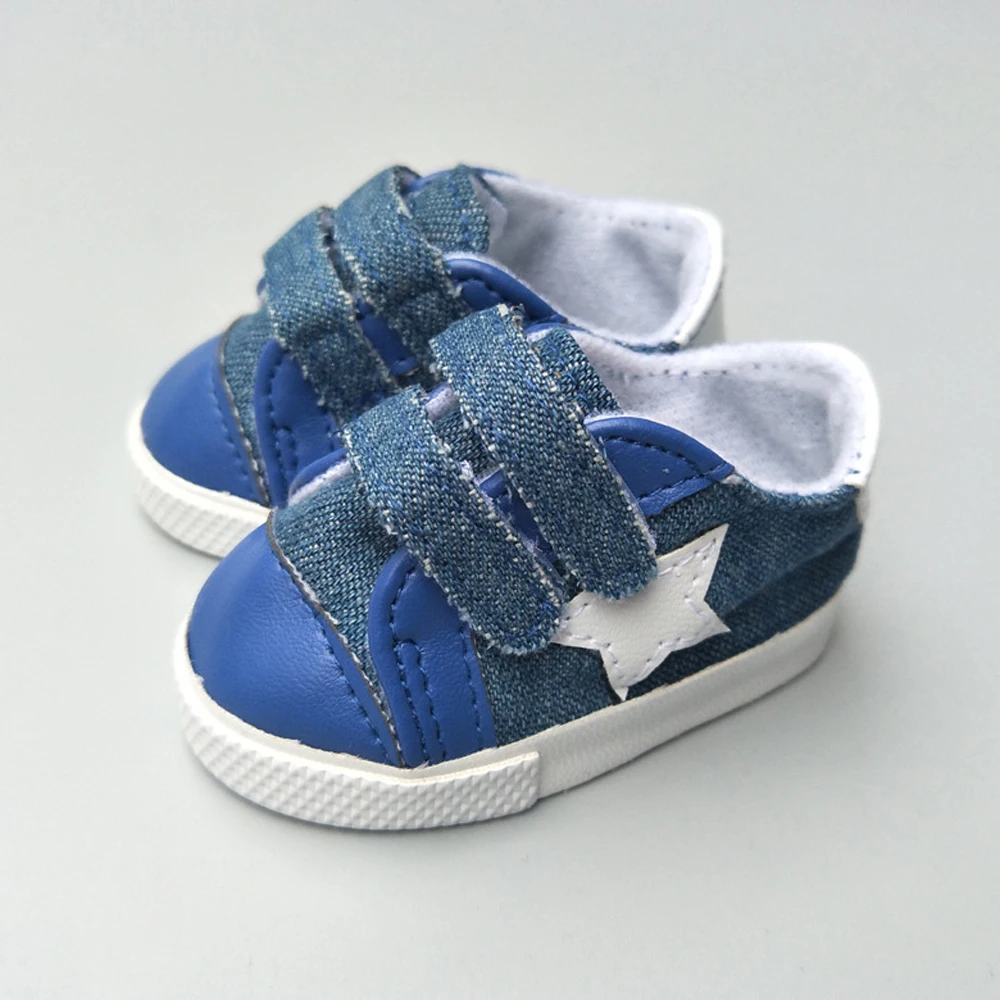 New arrival doll shoes for 18 inches American doll and 43CM doll spring canvas sport shoes HOOk&LOOP five stars Doll Accessories (2)