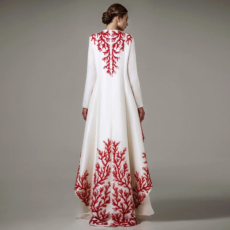 Два предмета красный блестками Арабский мусульманский Длинные вечерние платья длинное женское платье в восточном стиле официальное вечернее платье с длинным рукавом выпускное платье